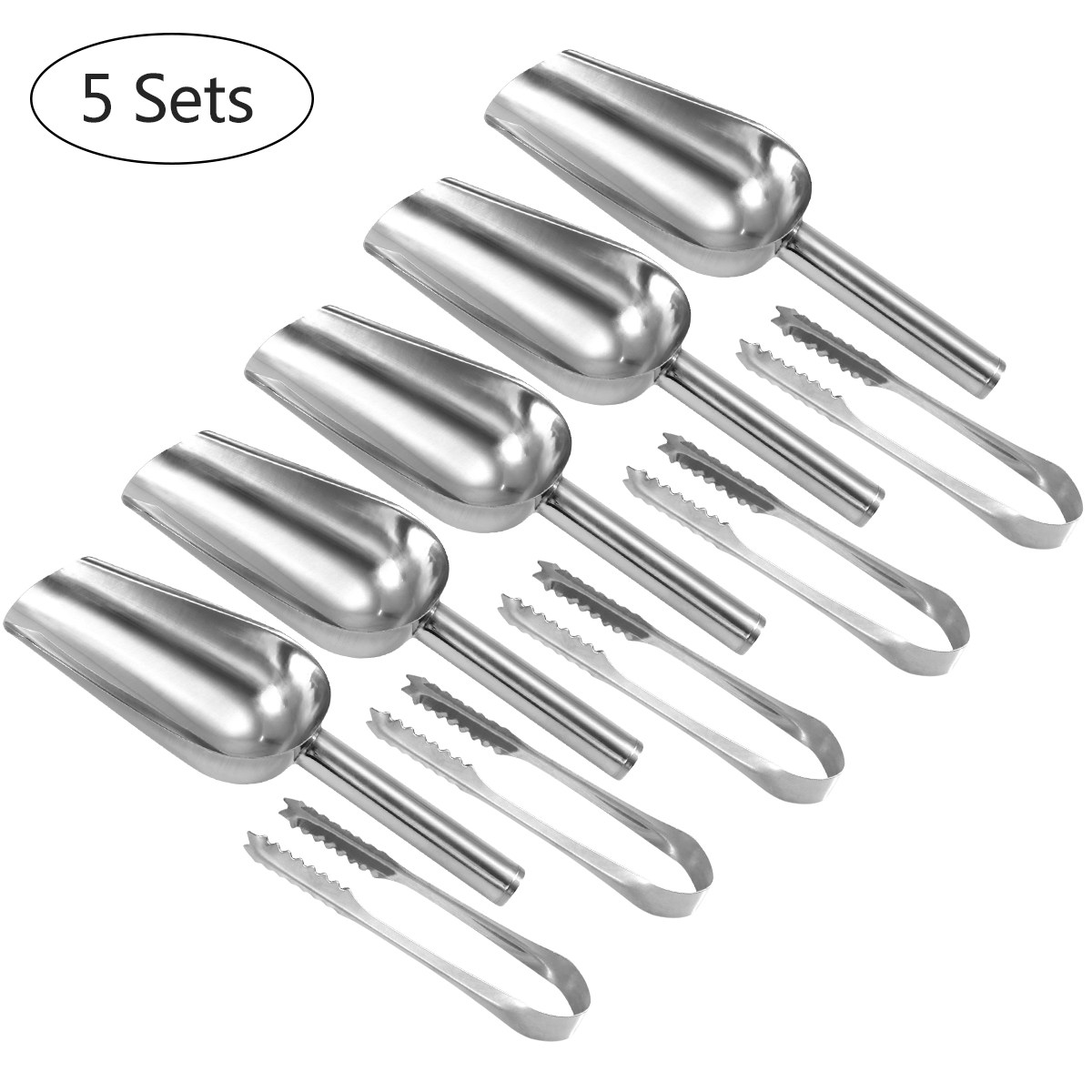 5Pcs Stainless Steel Ice Scoop - Home Bar Set ulasan dan harga
