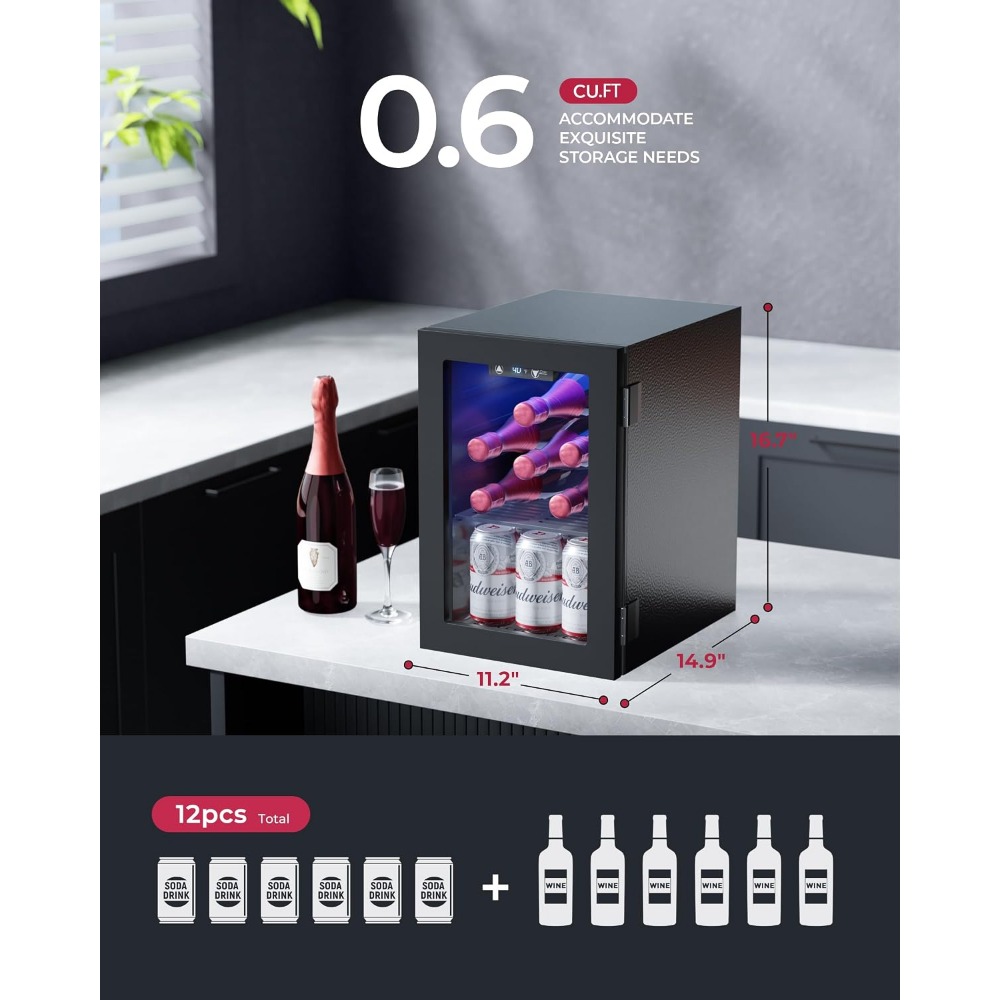 24 Can Mini Fridge, 0.6 Cu.Ft  - Home Bar Shelf ulasan dan harga