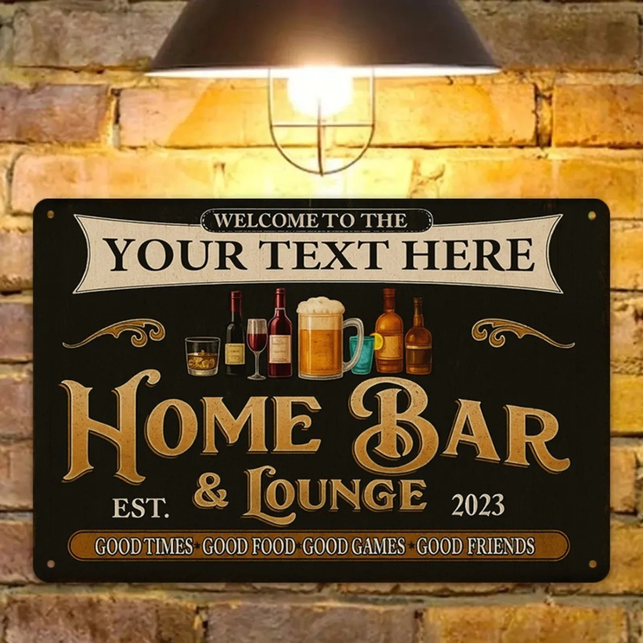 Custom Text Vintage Home Bar & - Home Bar Lounge ulasan dan harga