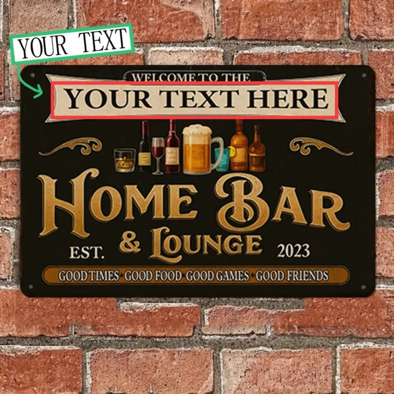 Custom Text Vintage Home Bar & - Home Bar Lounge ulasan dan harga