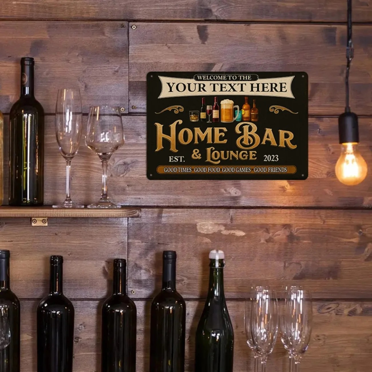Custom Text Vintage Home Bar & - Home Bar Lounge ulasan dan harga