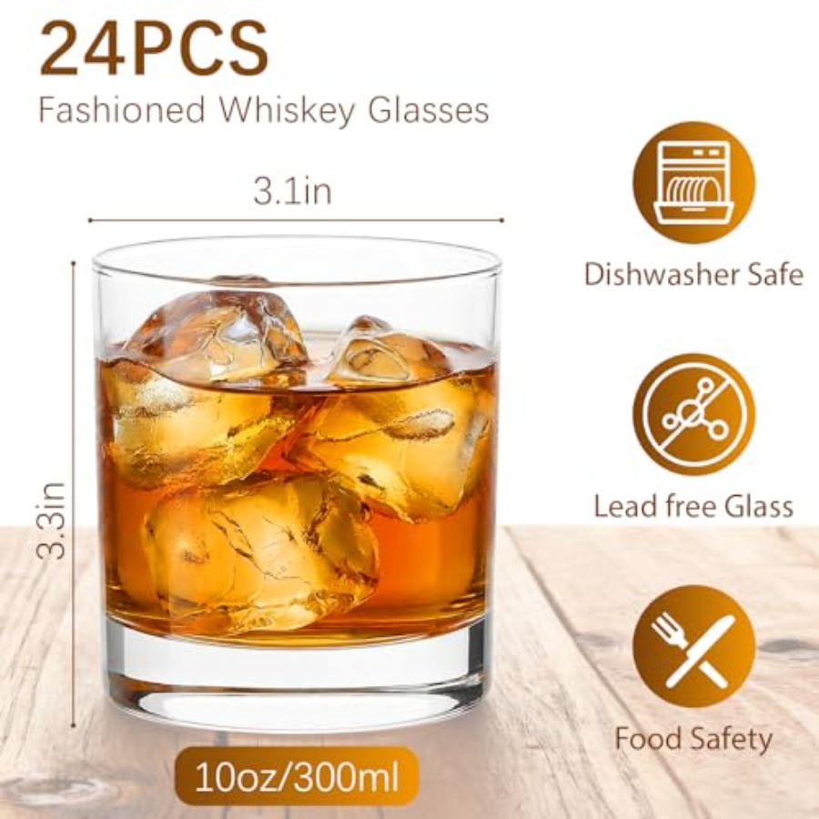 24PCS 10OZ Old Fashioned Glass - Old Fashioned Glass ulasan dan harga