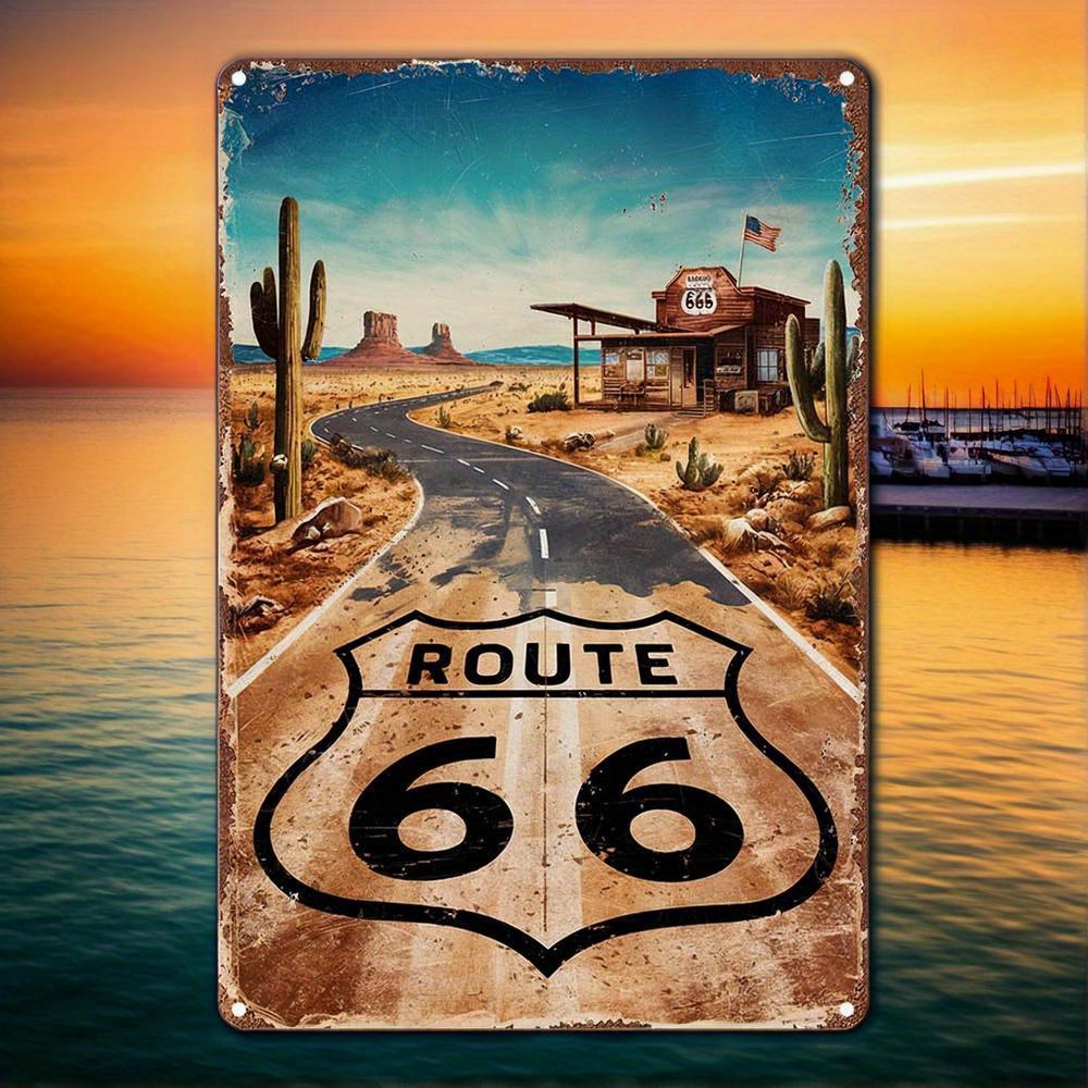 Vintage Route 66 Metal Sign -  - Home Bar And Kitchen ulasan dan harga