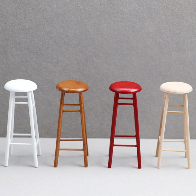 1:12 Dollhouse Miniature High  - Home Bar Stools ulasan dan harga