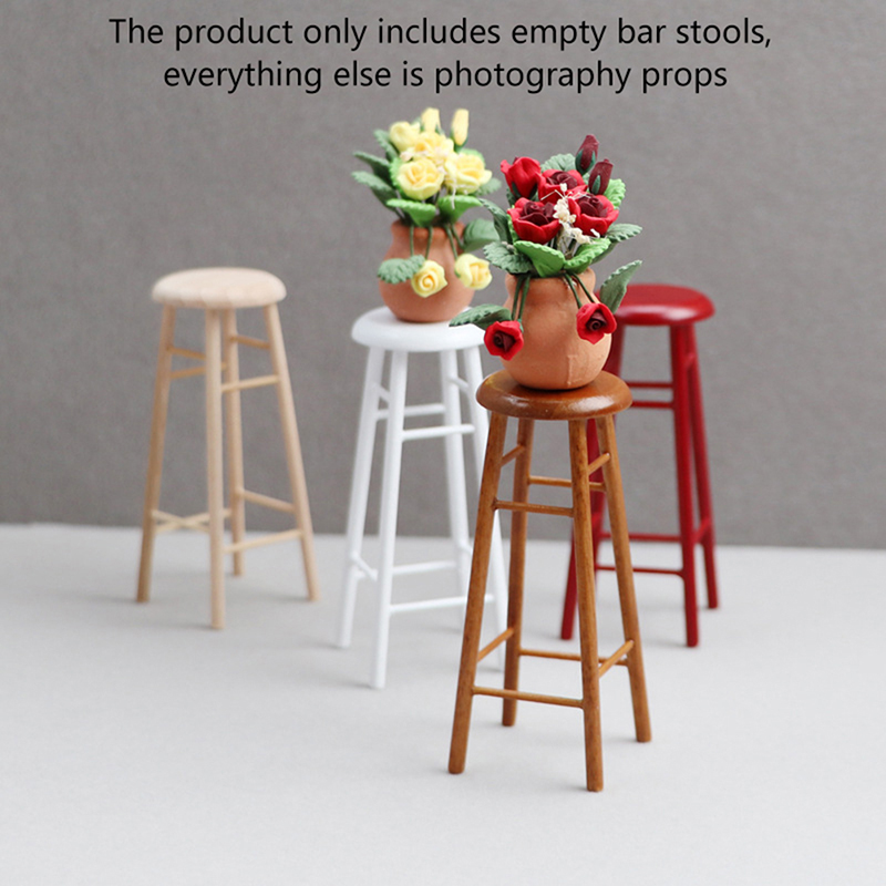 1:12 Dollhouse Miniature High  - Home Bar Stools ulasan dan harga