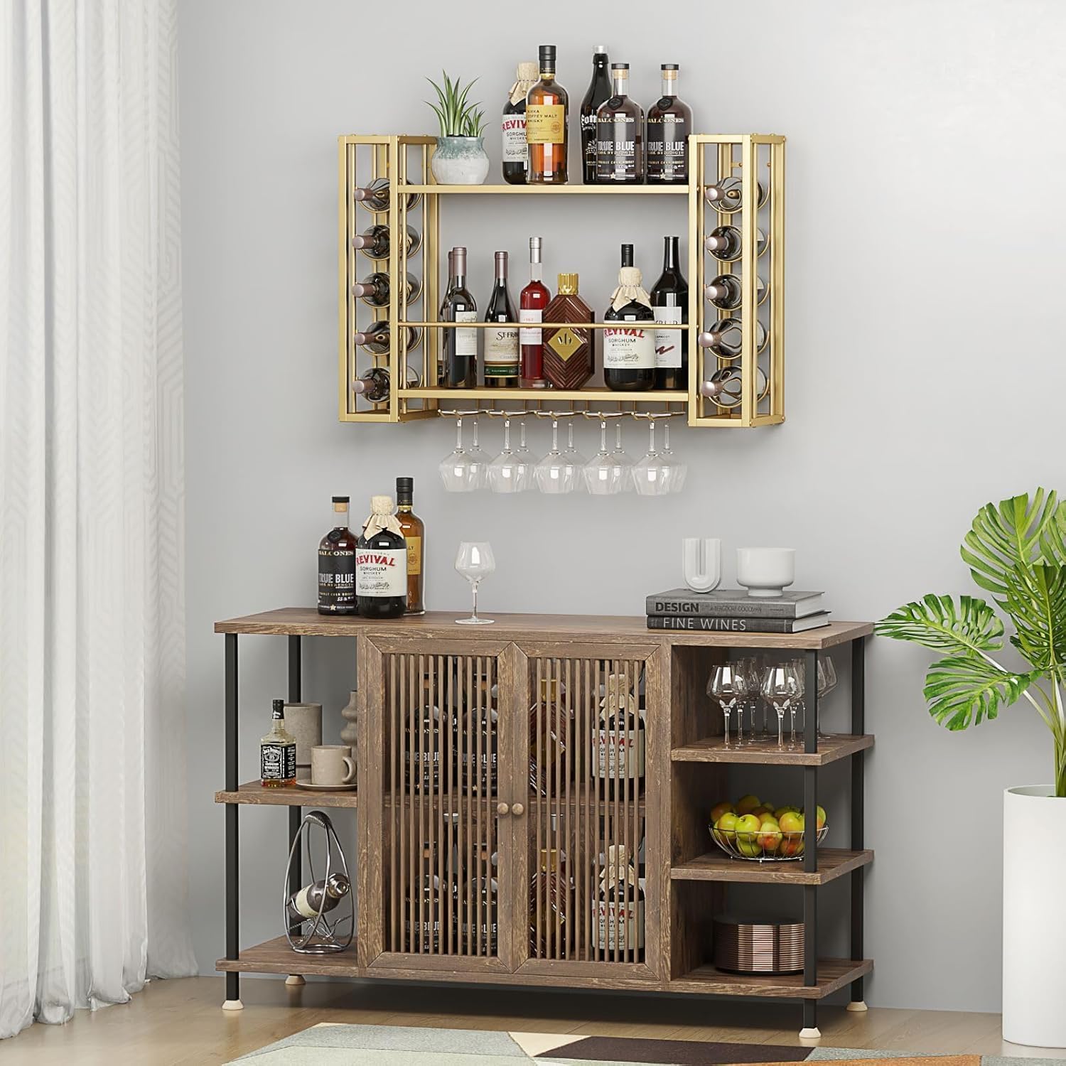 Wall Mounted Wine Rack, Wine R - Home Bar Shelf ulasan dan harga